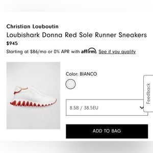 Wore Once Christian Louboutin Loubishark Donna Red Sole Runner Sneakers.